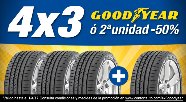 4×3 en neumáticos GoodYear o 2ª unidad al 50%